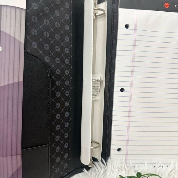 Foray 3 Ring Black Faux Leather Padfolio Binder 1” Ring NEW 13” x 11” Organizer - Picture 5 of 9